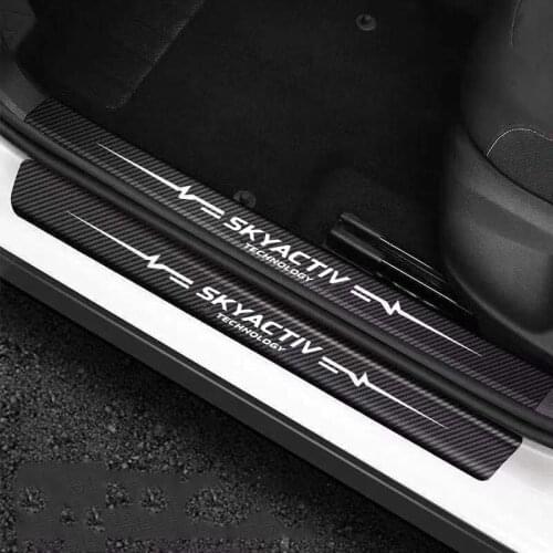 For Mazda 3 6 CX-7 CX-9 CX-3 CX30 accessories 4pcs car Sticker door carbon leather Fiber Sill Plate