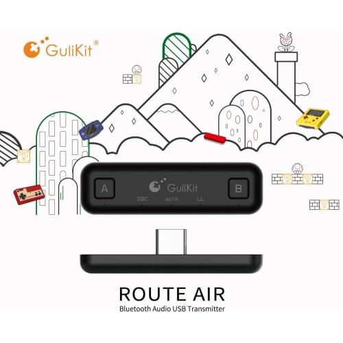 GuliKit NS07 Route Air Bluetooth Earphone Wireless Audio Adapter or Type-C Transmitter for the Nintend Switch,Switch Lite,PS4,PC