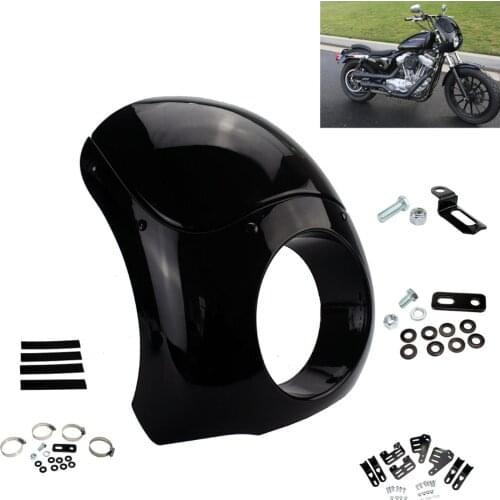 Motorcycle Burly Outlaw 5.75" Headlight Fairing Windshield 35-49MM Fork Tubes For Harley Sportster XL Dyna Street Glide FXD FXR