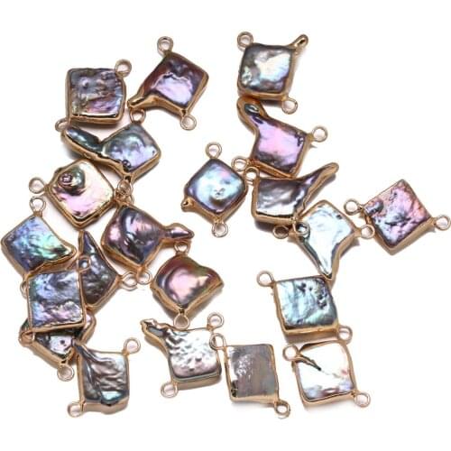 Natural Freshwater Pearl Pendant irregular Double hole connector Pendants for Jewelry Making DIY Bracelet Necklaces Accessories