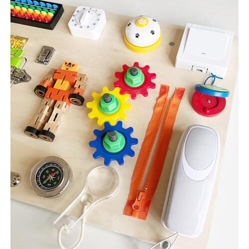 Portable Wooden Busy Board Bolt Compass Skills Abacus Board Toys Activity