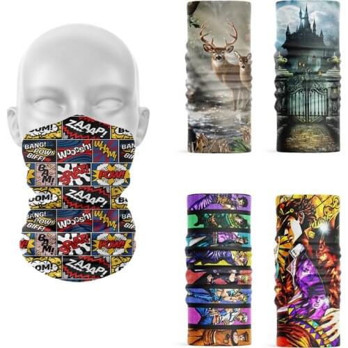3D Printed Unisex Dustproof Face Scarf Women Hair Scarf Funny Anime Character Turban Multifunction Magic Cycling Neck Gaiter