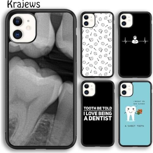 Krajews Dentist Dental Dent Tooth Cute Teeth Phone Case For iPhone 5s 6s 7 8 plus X XS XR 11 12 pro max Samsung Galaxy S8 S9 S10
