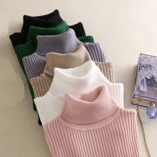 Winter autumn turtleneck Black Sweater Women Skinny Elastic Knitted Soft Pullover Sweater female Full korean fashion Pullovers