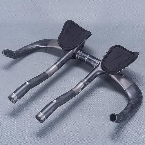 TOMTOU Matte 12k Carbon Road Bicycle TT Handlebar Sets Rest Handlebar TT Bar Bike Parts 380/400/420/440/460mm - TK8T66