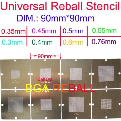BGA Reball Stencil/ template, Universal IC reball stencil,Solder ball size for 0.3,0.35, 0.4,0.45, 0.5,0.55,0.6, 0.76mm, 90*90MM