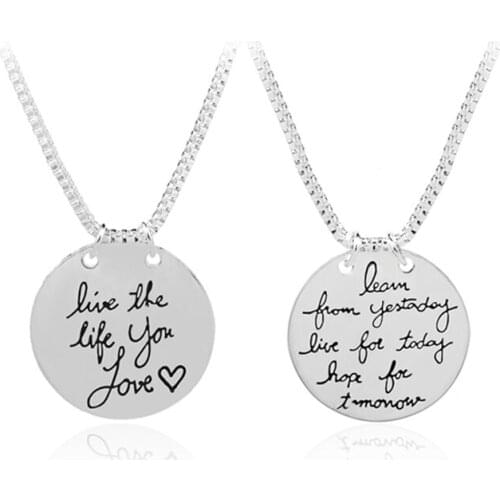 Inspiration Jewelry Live The Life You Love Learn From Yesterday Live For Today Hope For Tomorrow Reversible Pendant Necklace