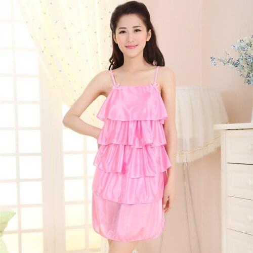Plus Size Nightdress Ladies Sexy Silk Satin Night Dress Sleeveless Nighties V-neck Nightgown Lace Sleepwear Nightwear For Women