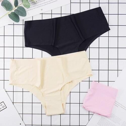 1 Piece Underwear Women Sexy Lingerie Femme Pack of Panties Solid Color Smooth Satin Panties Seamless Panties Briefs Women