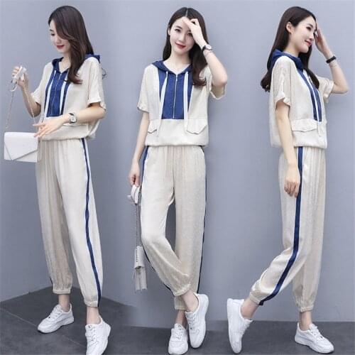 Tracksuits for Women Outfits 2 Piece Set 2021 Summer Hoodies Top and Pant Suits Plus Size Big Striped Sportswear Co-ord Clothing