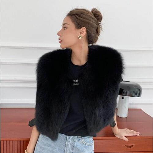 Rf21201 2021 Winter High Street Short Design Full Pelt Real Fox Fur Vest for Women