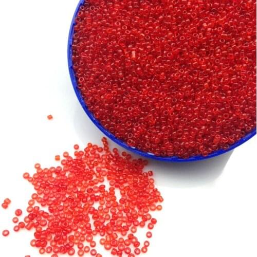 16g 1000pcs 2mm 12/0 Red Transparent Round Loose Spacer Beads Cezch Glass Seed Beads Handmade Jewelry Making DIY Garment Bead