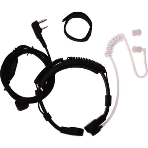 2 Pin Covert Acoustic Tube Earpiece Headset PTT Throat MIC microphone earphone for Baofeng UV5R for Kenwood KPG for Retevis