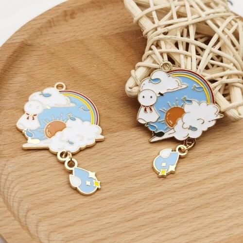 6pcs Cartoon Sunny Doll Tag Enamel Charms Metal Pendant For DIY Keychain Necklace Floating Jewelry Making Accessories Gift YZ841
