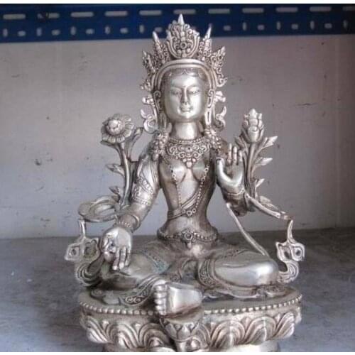 8 BUDDHISM SILVER COPPER GREEN TARA KWAN-YIN GUANYIN BODHISATTVA BUDDHA STATUE