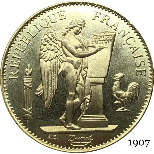 France Third Republic Francaise 1907 A 100 Francs Liberte EGALITE FRATERNITE Gold Coins Brass Metal Copy Coin