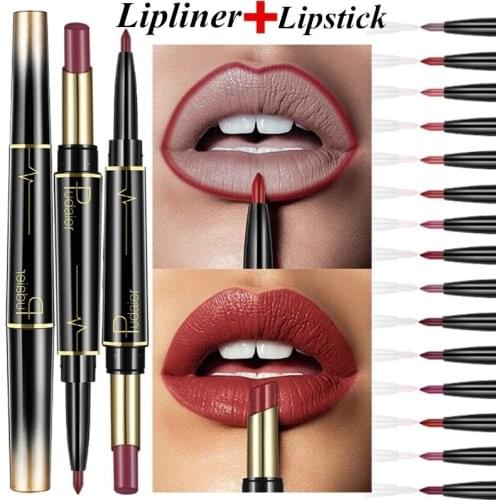 2In1 Automatic Waterproof Cosmetics Double Ended Lipstick Lipliner Long Lasting Nude Matte Velvet Lipstick Pencil Lot 16 Colors