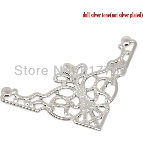 Free shipping-50 PCs Silver Tone Filigree Triangle Wraps Connectors 4.8x2.6cm Jewelry Findings DIY Connectors J0055