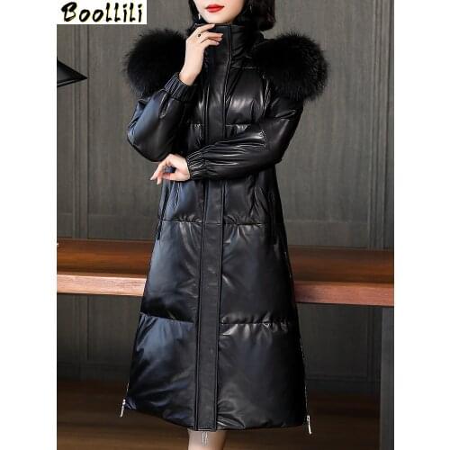 Boollili Real Leather Jacket Genuine Sheepskin Coat Down Coat Women Clothes 2020 Raccoon Fur Collar Winter Coat Women