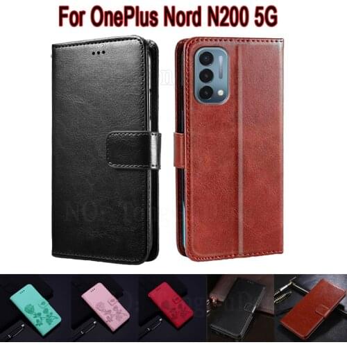 Flip Cover For OnePlus Nord N200 5G Case Leather Wallet Stand Funda Etui Book On One Plus Nord N200 DE2117 Case Phone Hoesje Bag