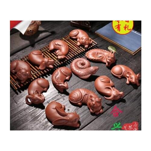 Zodiac animal Violet arenaceous Tea pet furnishing articles ceremony dragon sitting room pig dog decorative crafts