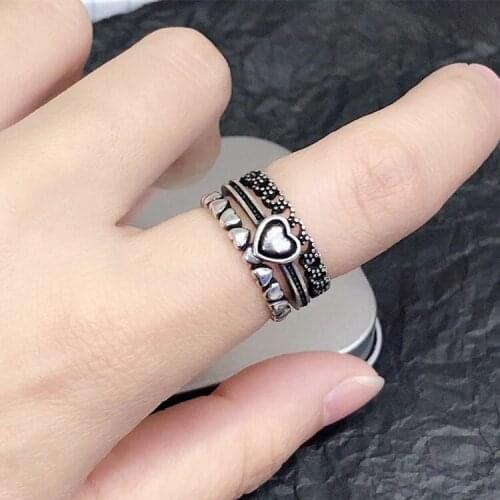 Korean Open Adjustable Love Heart Finger Rings for Women Wedding Ring Jewelry Valentines Day GIFT