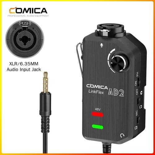 Comica AD2 XLR/ 6.35mm Microphone Preamp with XLR/Guitar Interface Adaptor for iPhone iPad Mac/PC, Android Phone DSLR Cameras