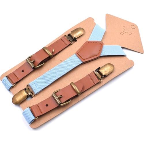 Kids Fashion Suspenders Adjustable Elastic with 3 Strong Metal Clips Y Back for Toddler Boys Girls Favor Gifts 2x75cm Red Blue