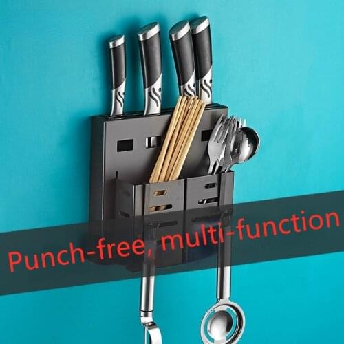 Stainless Steel Knife Holder Kitchen Accessories Punch-free Wall-mounted Shelf Pot Cover Rack Supplies Kitchen Items Organizer