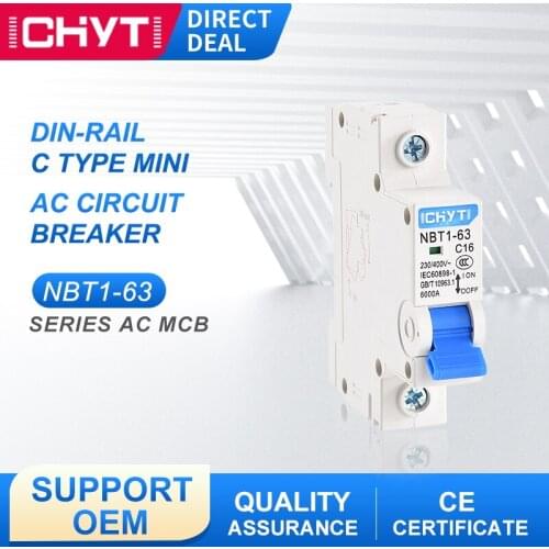 NBT1-63 230V/400V 1P 6A 10A 16A 20A 25A 32A 40A 50A 63A 6KA C Type Transparent Air Switch Household AC Mini Circuit Breaker MCB