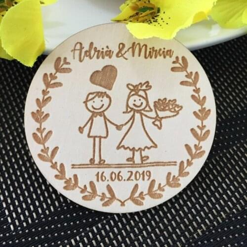 2019 New Customized Wedding Wood Favors, Save the Date Wood Magnets, Wedding Gifts for Guests Wedding Souvenirs Decoration