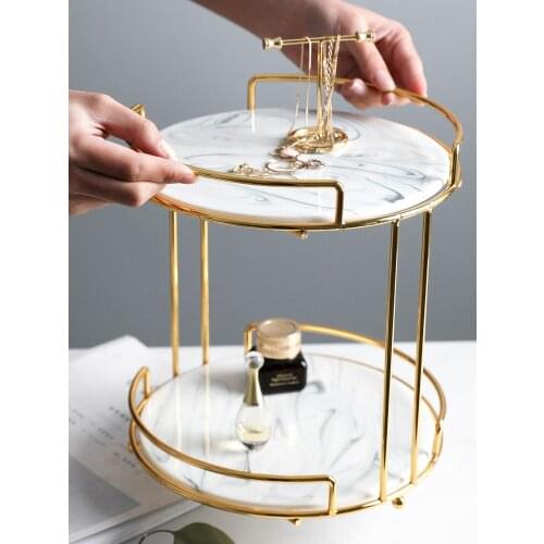 Nordic Cake Fruit Tray Double-deck Cosmetics Storage Tray Creative Makeup Organizer Desktop Finishing Display Rack Jewelry Tray
