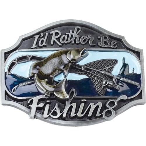 Fishing Belt Buckle I'd Rather Be Fishing Outdoor Leisure