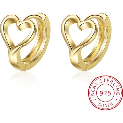LEKANI Classic Genuine 925 Sterling Silver Romantic Heart Love Shape Hoop Earrings for Women Fashion Earrings Jewelry SCE447