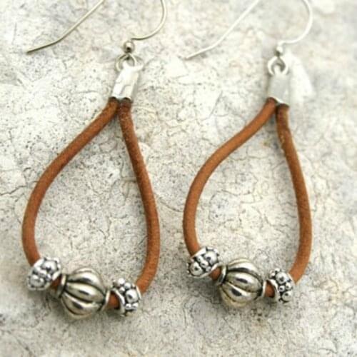 Boho Earrings Leather Earrings Boho Jewelry Leather Hoop Earrings Boho Hoop Earrings