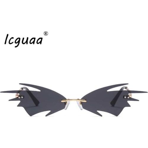 Fashion Rimless irregular Flame Sunglasses Women Metal Steampunk Frameless Trend Sunglasses Men Retro Small Sunglasses