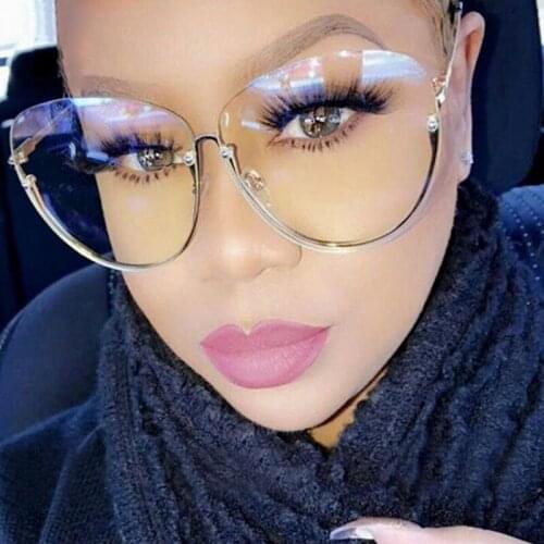 Brand Designer Clear Sunglasses Women Semi Rimless New Oversized Oval Sun Glasses Frame Vintage Shades Luxury Metal Eyewear