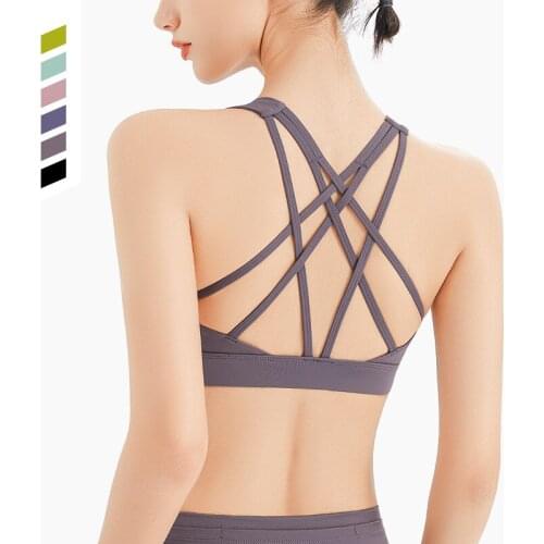 Fitness Sports Bra for Women Push Up Solid Cross Back Yoga Running Gym Training Workout Femme Padded Underwear Crop Tops Female