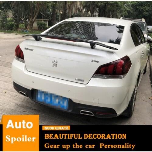 For Peugeot 508 Spoiler With Light Sport ABS Material Car Rear Wing Black Color Trunk Rear Spoiler Fit For 2011-2017 Peugeot 508