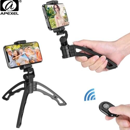 APEXEL Universal Phone Vlog Tripod Phone Mount Holder For Microphone LED Light Mini Tripod With Remote JJ04 For Sony Nikon GoPro
