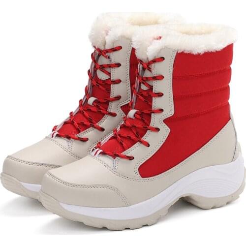 Womens Boots Winter Snow Boots Female Warm Casual Shoes Cotton Waterproof Ankle Boots Flat Platform Outdoor Boots Round Toe