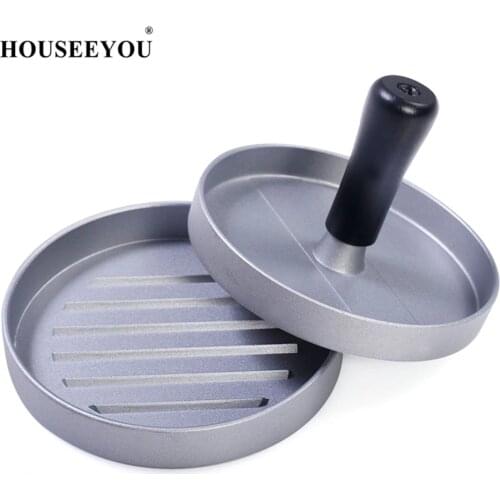 HOUSEEYOU 1 Set Round Shape Hamburger Press Aluminum Alloy 11 cm Hamburger Meat Beef Grill Burger Press Patty Maker Mold