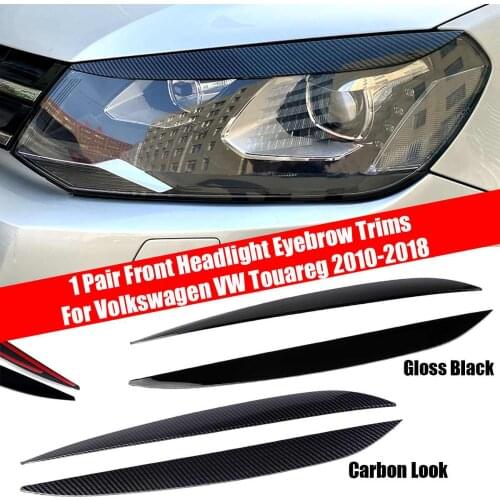 1 Pair Plastic Front Headlight Eyebrow Trims For Volkswagen VW Touareg 2010 2011 2012 2013 2014 2015 2016 2017 2018