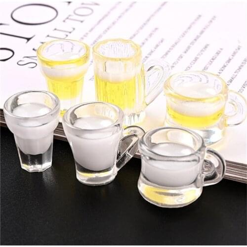 Julie Wang 10PCS Resin Beer Cup Charms Mixed Artificial Beer Mug Milk Cup Jewelry Making Accessory Dollhouse Decor