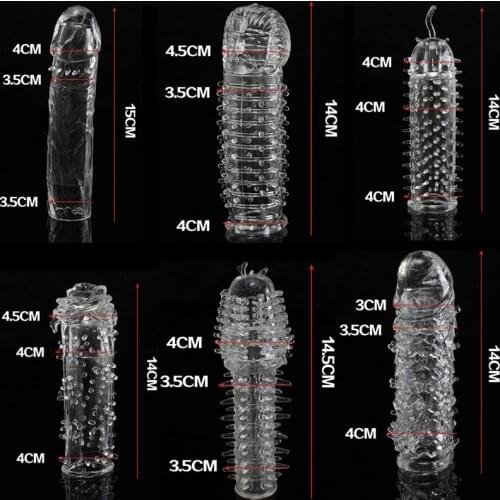 11 Types Transparent Penis Sleeve Extender Reusable Condom Dildo Sleeve Sex Toys For Men Penis Enlarger Extension For Couples