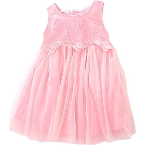 2016 fashion Summer Sleeveless Lace Children Kids Dresses For Child Party Princess Girl Dress 2-7 year old