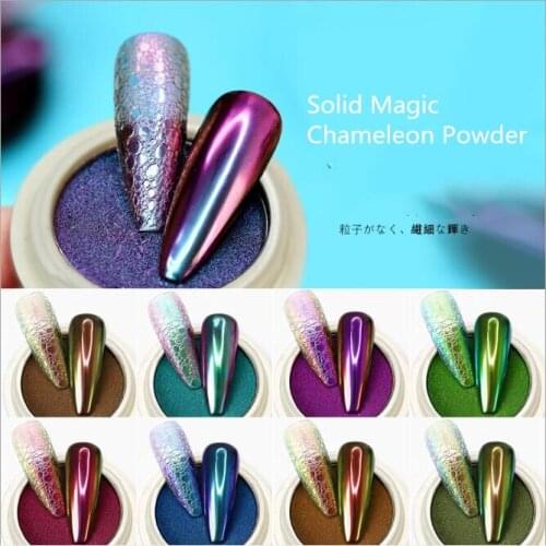 2020HOT! High Grade Solid Chameleon powder Nail Solid Magic Bubble Mirror Pigment Nail Powder Shining Chrome Decoration Polish