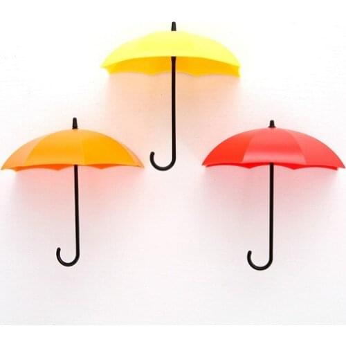 3pcs/set Umbrella shape with hook Sticky hooks Kitchen/Bathroom/Bedroom/Living room Super Weigh Hook Storage Rack ELF 027