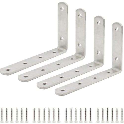 4PCS Corner Shelf Bracket,Heavy Duty Stainless Steel L Bracket Corner Brace,Right Joint Angle Brackets Hardware 150x100x4mm