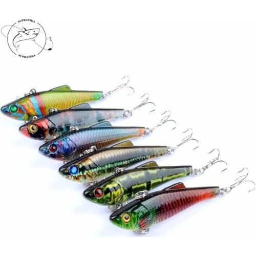 6Pcs/lot 7cm 6.6g Colorful VIB Crankbait Fishing Bait Lure For Sea 3D Eyes Lifelike Wobblers Sinking Hard Bait Pesca Jigging